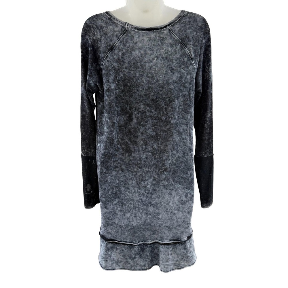 Sloane Rouge Sweater Womens Medium Gray Black Mineral Wash Long Sleeve Tunic Top - Picture 3 of 14